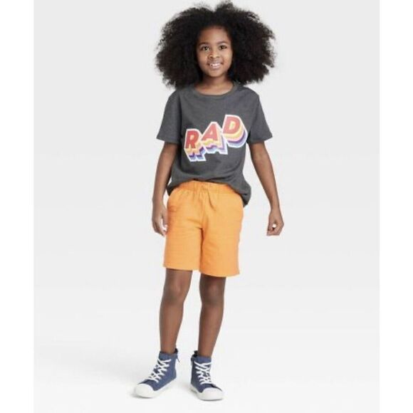Boys' Pull-On 'At The Knee' Knit Shorts - Cat & Jack  Orange Medium. NWT. P - Picture 1 of 3